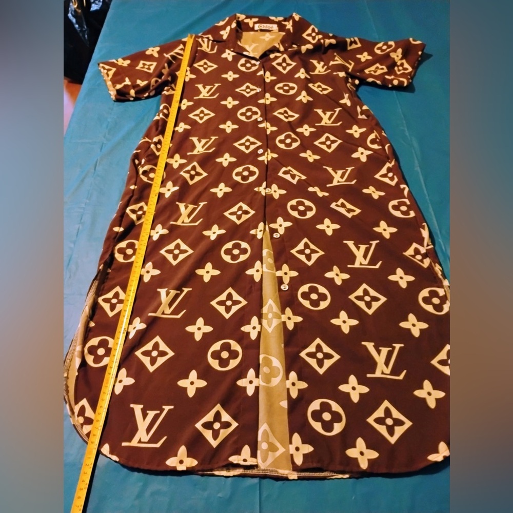 Chloe Brown and Cream Patterned shirt dress